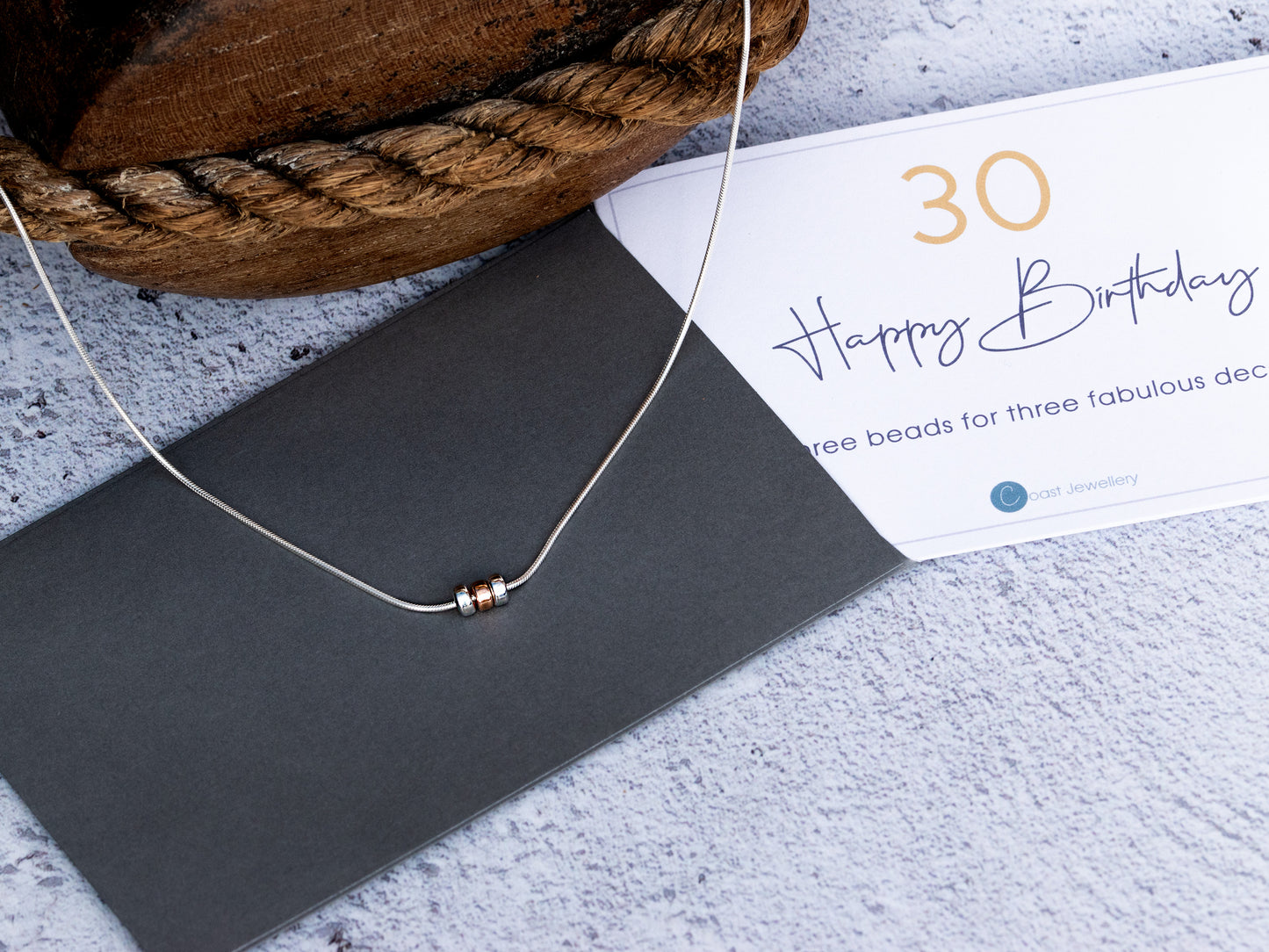 30th Birthday necklace with gift card