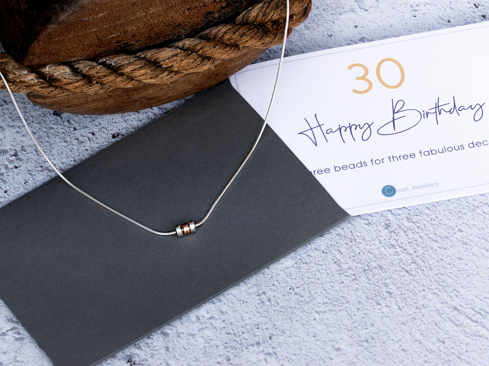 30th Birthday necklace with gift card