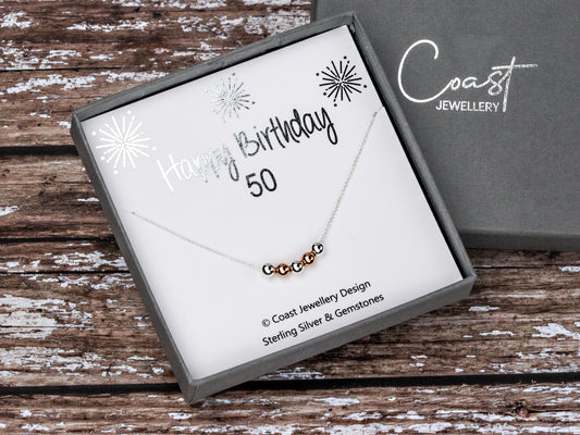 50th Birthday Gift for Women : Sterling Silver Necklace
