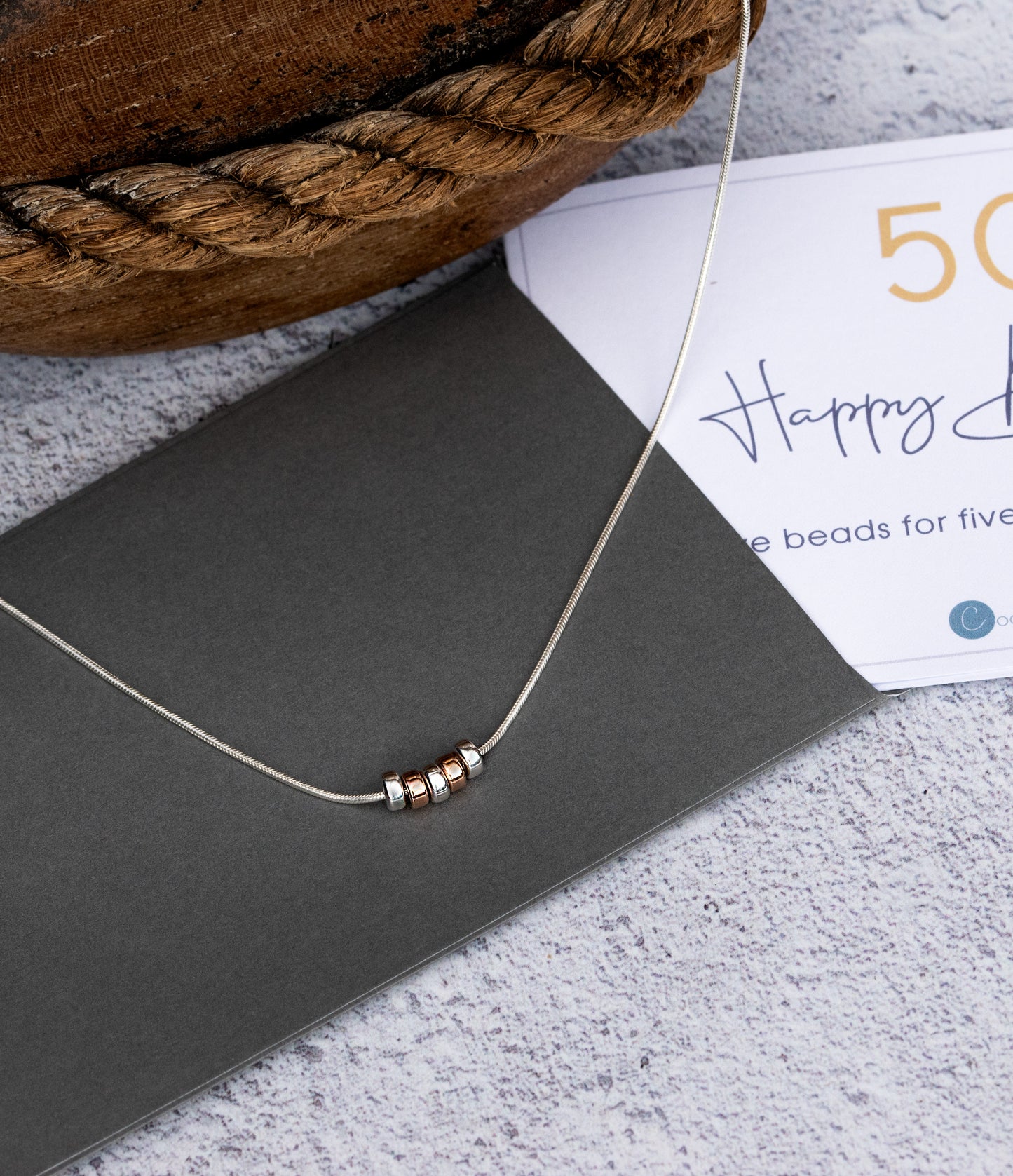 50th Birthday Necklace - Sterling Silver Snake Chain