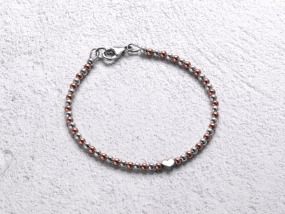 Silver Beaded Bracelet With Heart