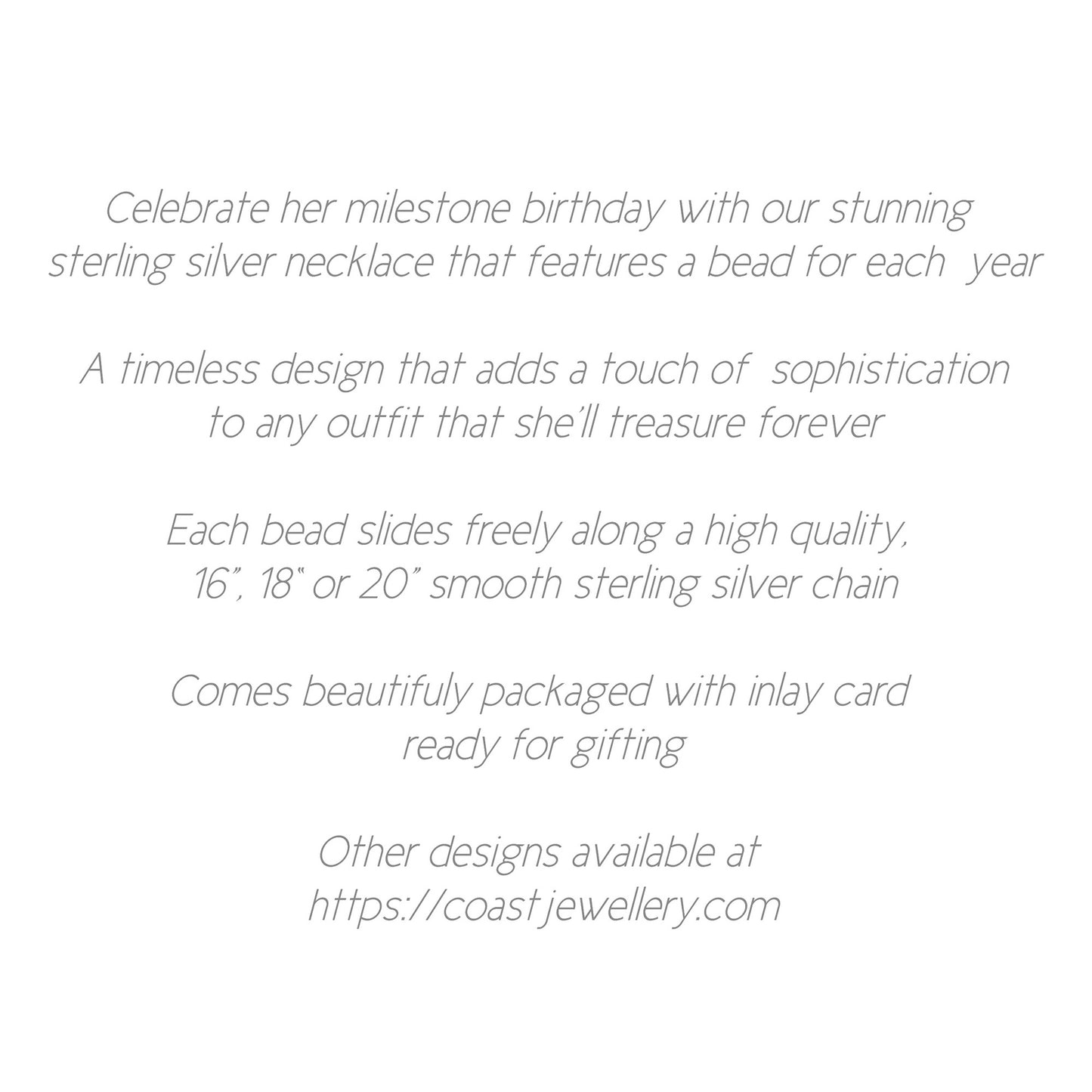 50th Birthday Necklace - Sterling Silver