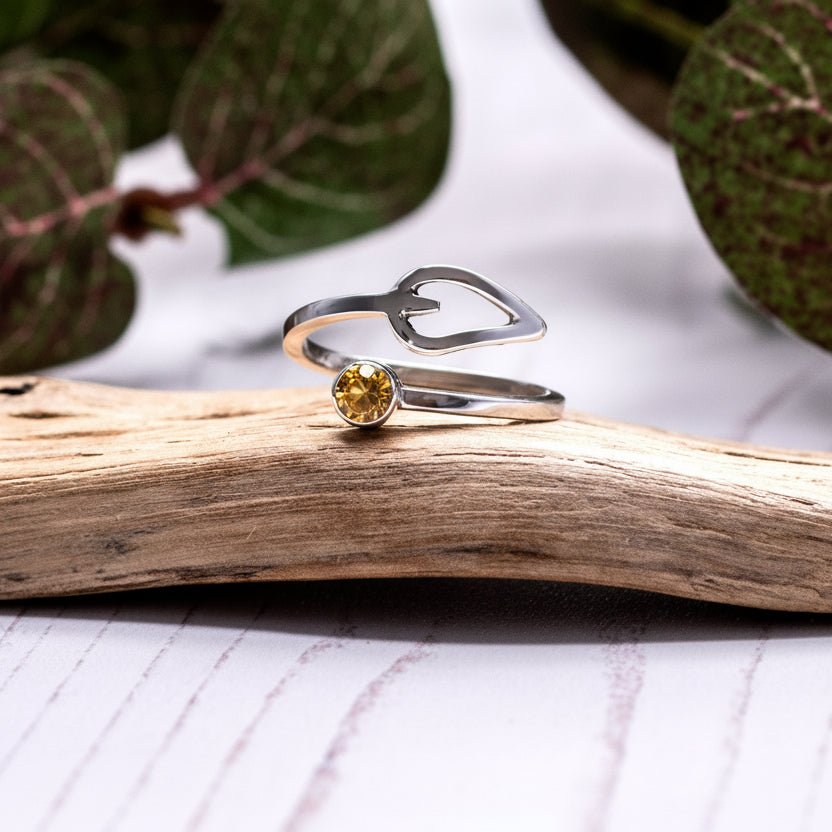Citrine Adjustable Ring - Sterling Silver