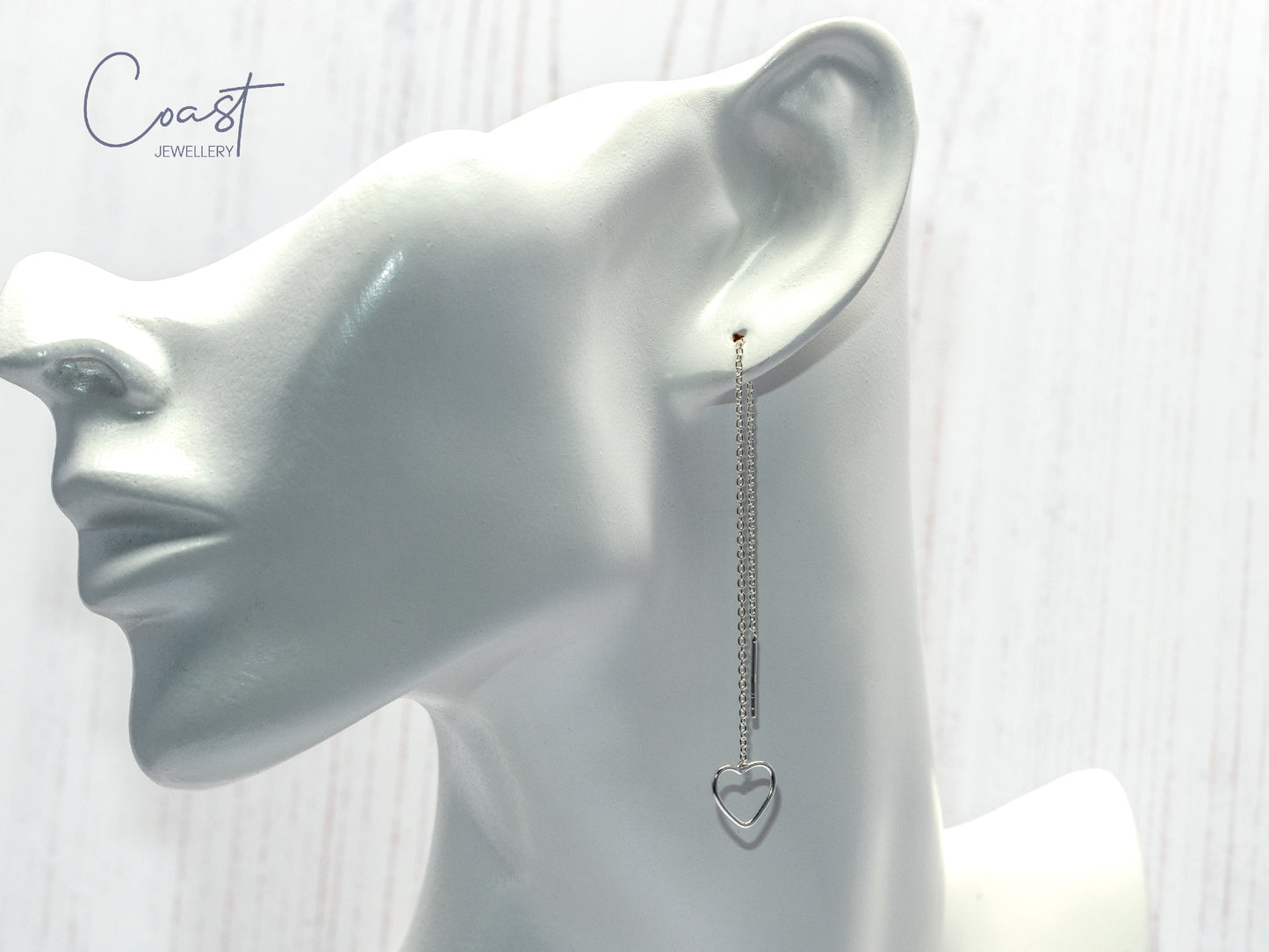 Silver Heart Chain Earrings