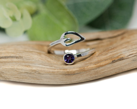 Iolite Thumb Ring | Sterling Silver Adjustable Open Ring