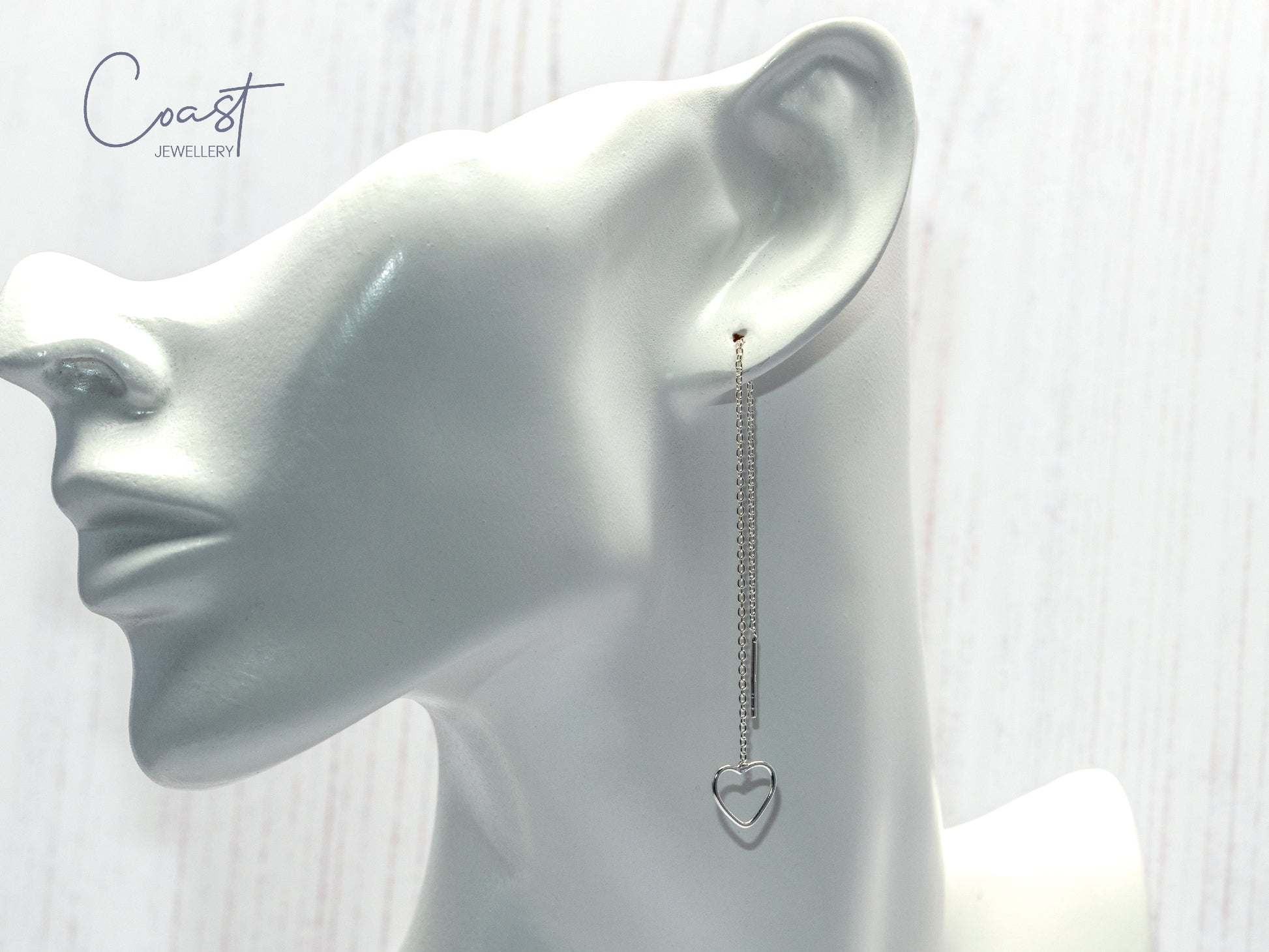 Coast Jewellery - Silver Heart Threader Earrings