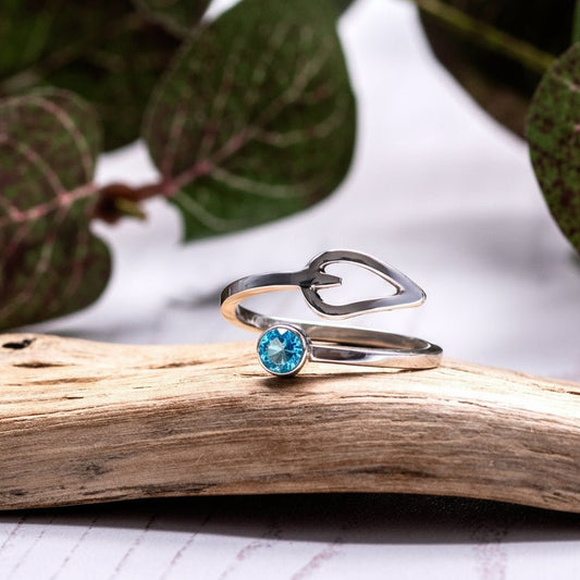 Swiss Blue Topaz Adjustable Ring - Sterling Silver