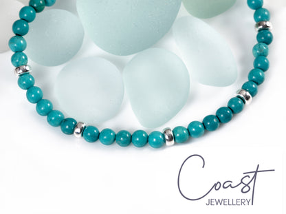 Turquoise Sterling Silver Beaded Bracelet